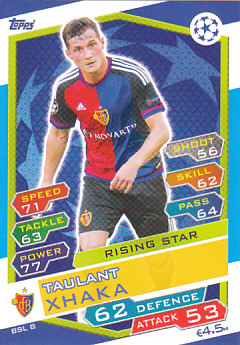 Taulant Xhaka FC Basel 2016/17 Topps Match Attax CL Rising Star #BSL08